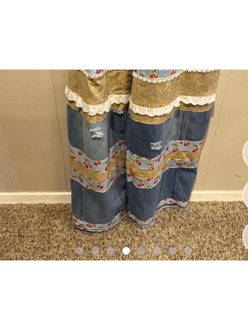 cherry patchwork women’s coveralls - Picture 3 of 5